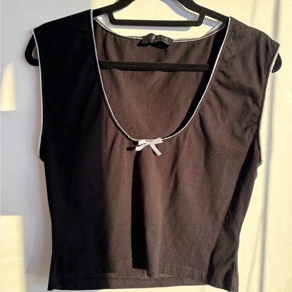 Kaiia the label Black Contrast Trim Bow Detail Y2K Crop Top - Picture 4 of 4